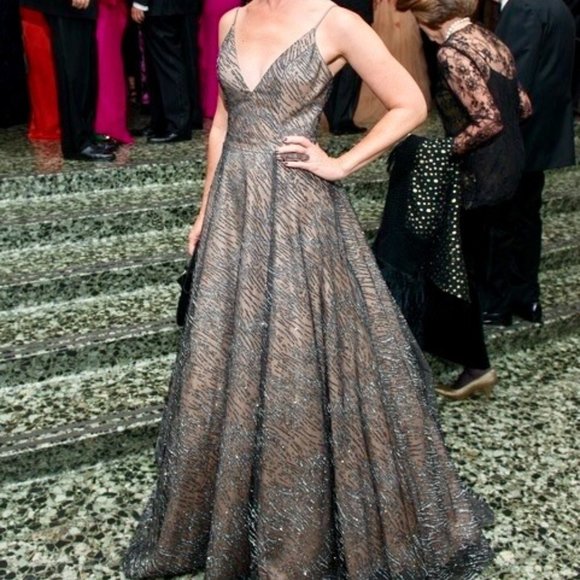 Jovani Silver Glittery A-Line Prom Dress - Picture 3 of 8